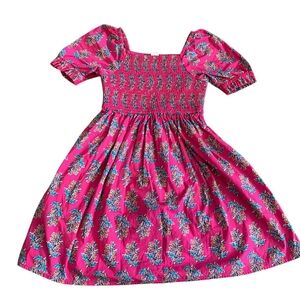 Crewcuts J.Crew Girls Smocked Floral Puff Sleeve Dress Pink Size 7